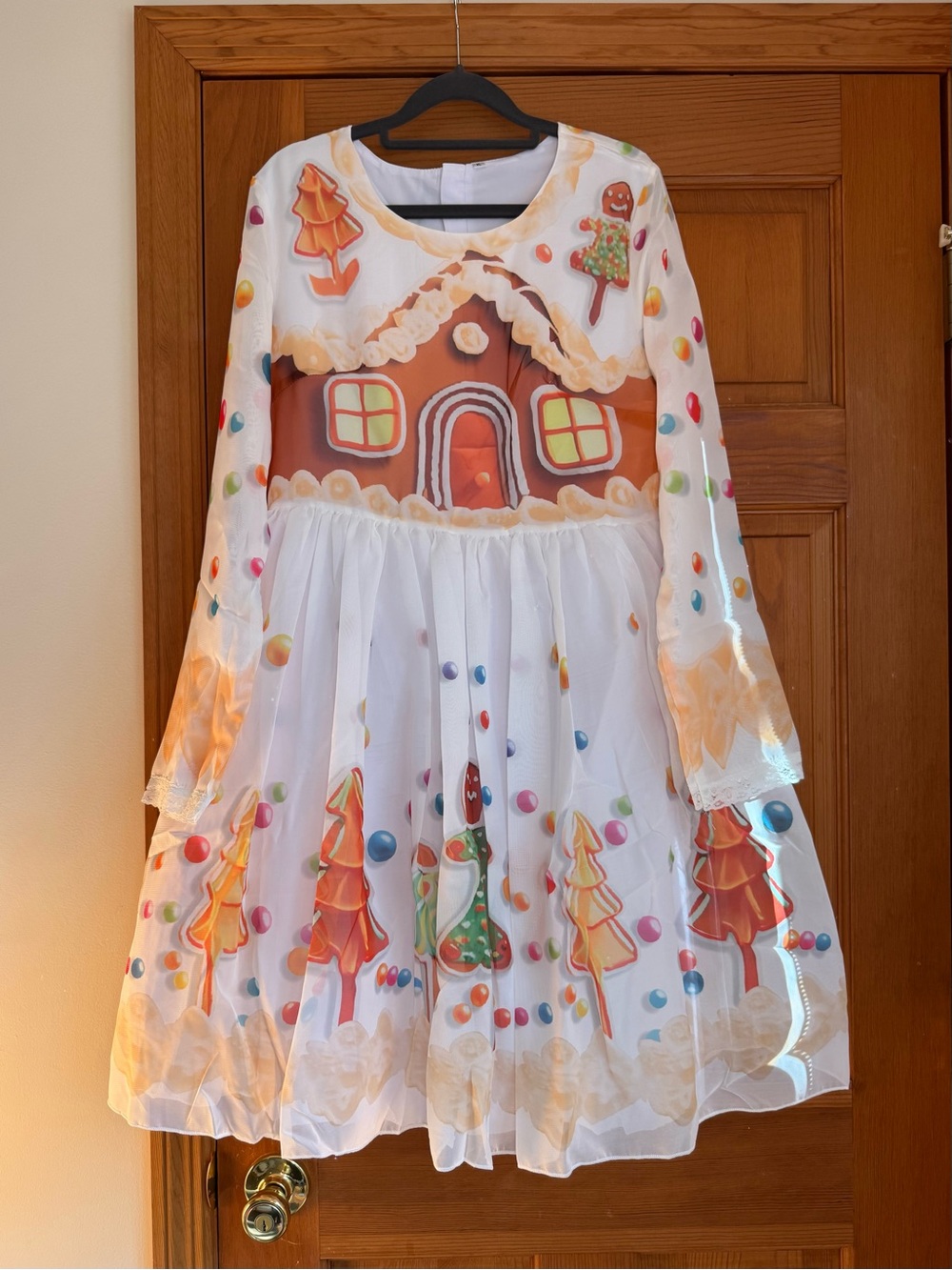 NWOT - White Gingerbread House Kids Costume Dress (fits adult) HOLIDAY